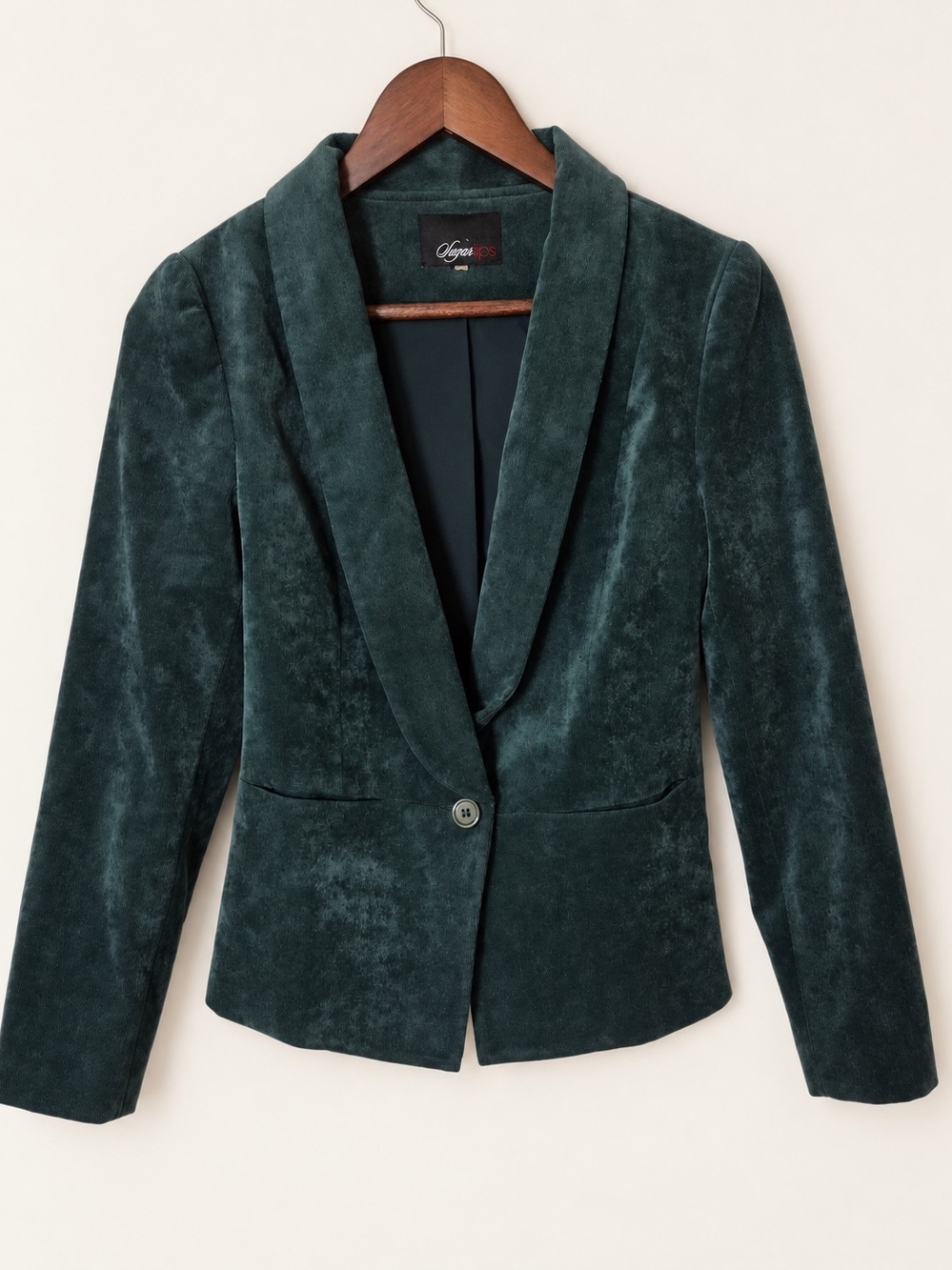 Sugarlips Forest Green Corduroy Blazer Brown Elbow Patches Small
